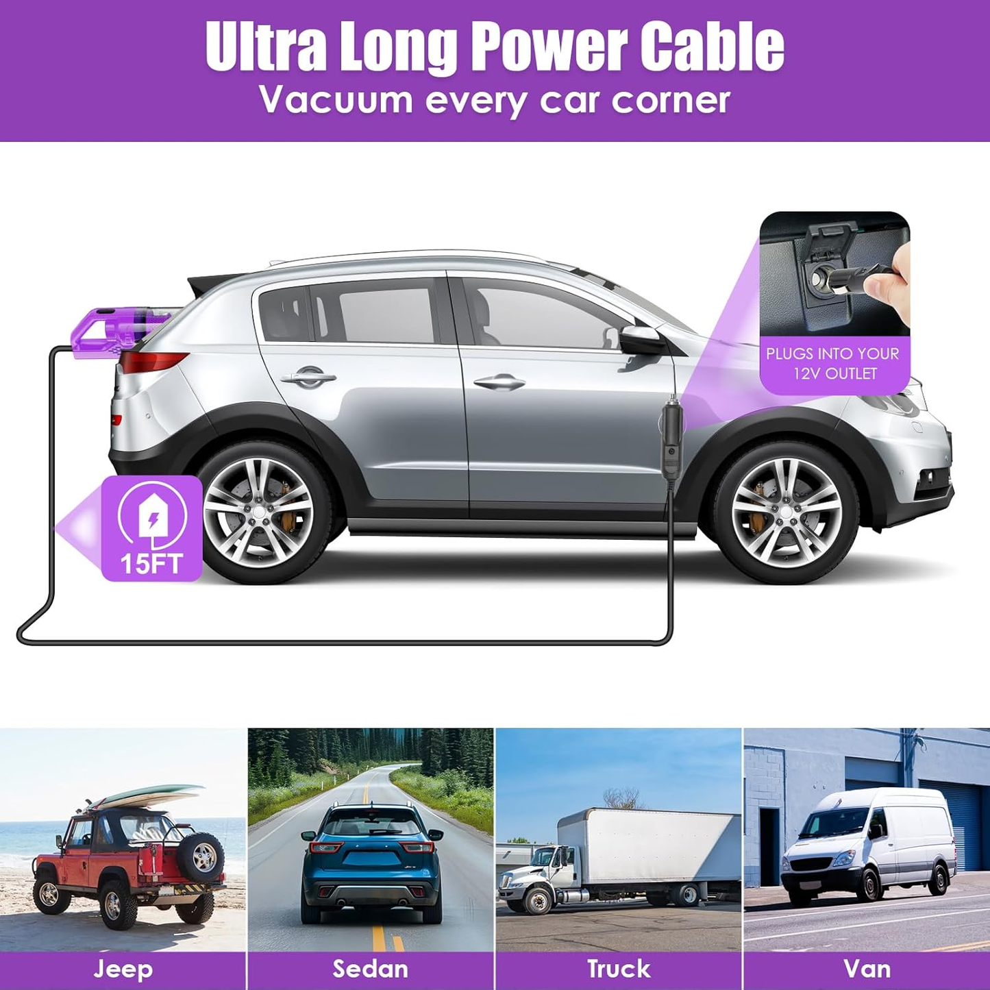 17 PCS Purple Car Cleaning Kit with Vacuum & Detailing Tools