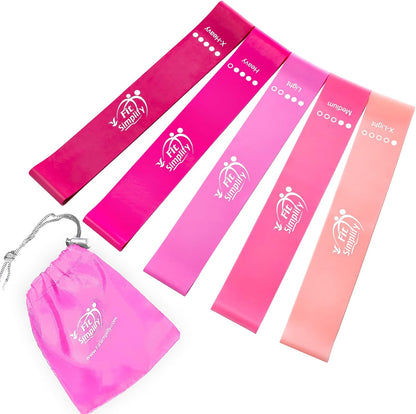 Resistance Loop Exercise Bands with Instruction Guide and Carry Bag, Set of 5